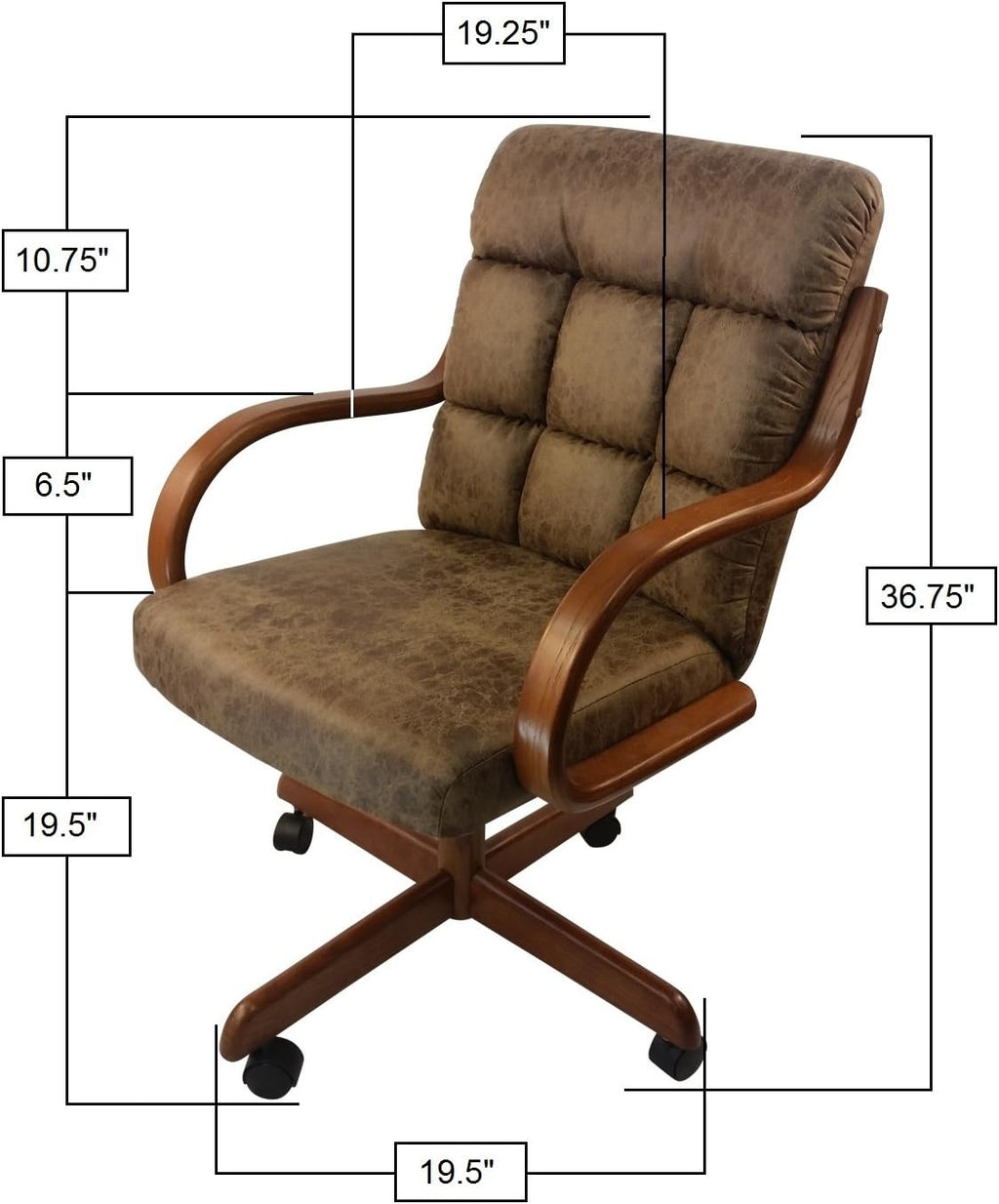 Rawhide Microsuede Swivel Tilt Caster Arm Chair R8232