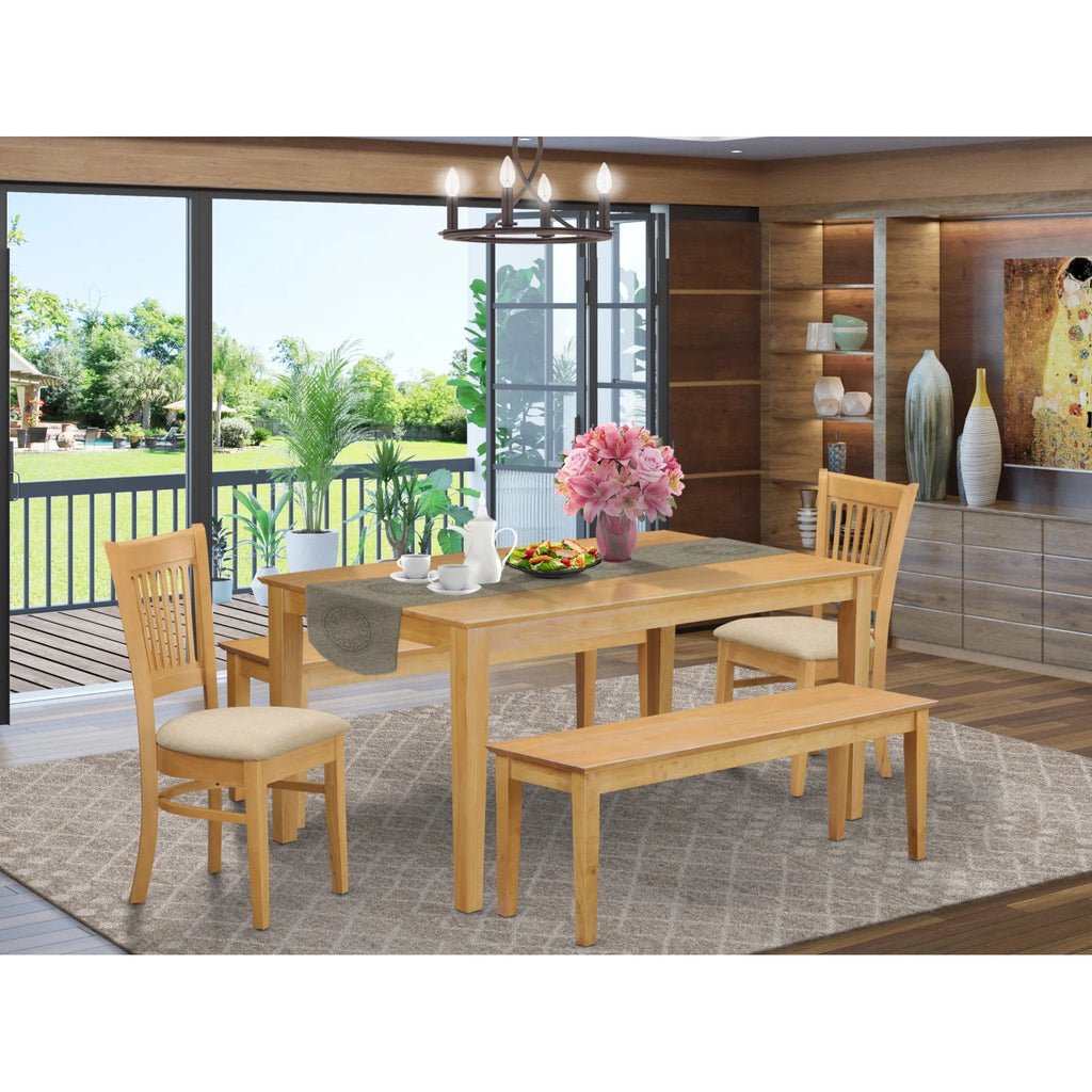 5 Pc Dining Room Set with Table Chairs and Benches Z781
