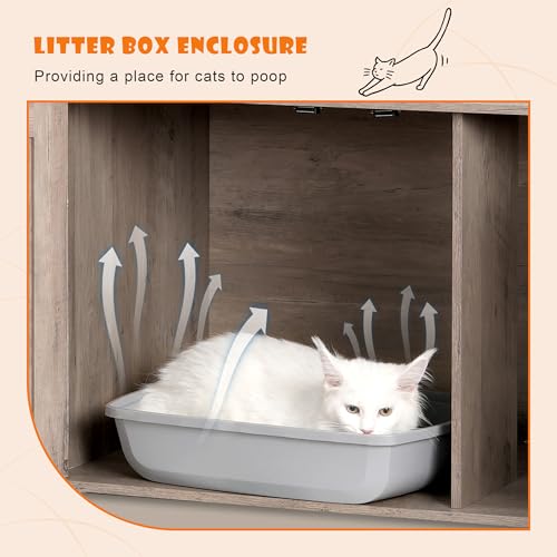 76.8-inch Wooden Cat Tree with Litter Box Enclosure and Scratching Post M619