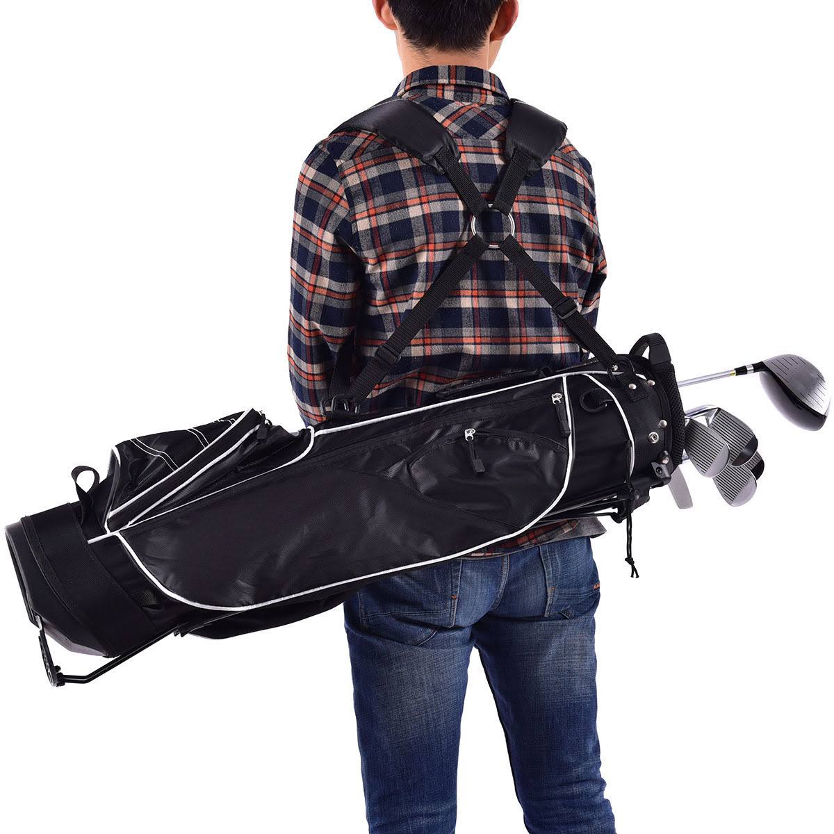 Black Golf Stand Cart Bag with 4 Way Divider V999483