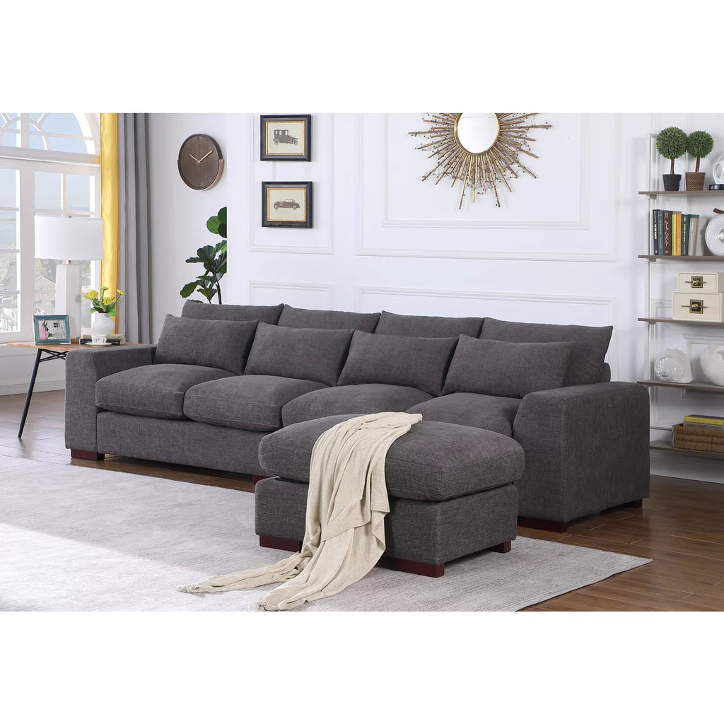 Dark Gray Fabric Modular Reversible Sectional Sofa & Ottoman Q84905