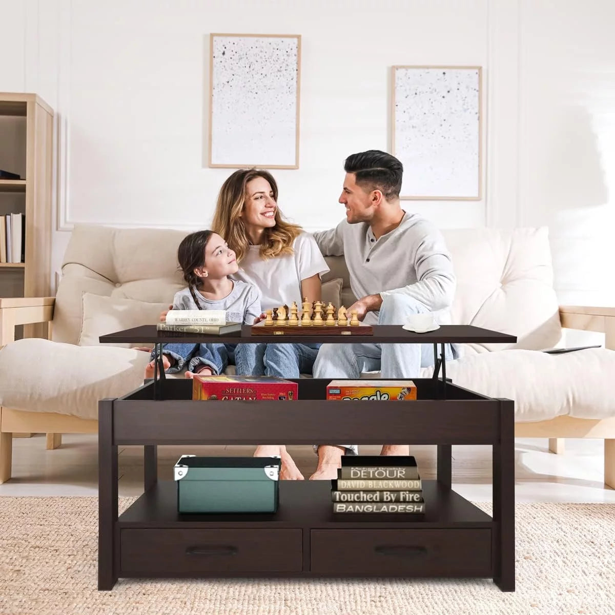 2 Drawer Lift Top Coffee Table Espresso S443015