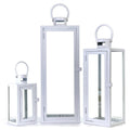 3-Pc Set Jumbo Indoor/Outdoor Candle Lantern Set with Tempered Glass O100