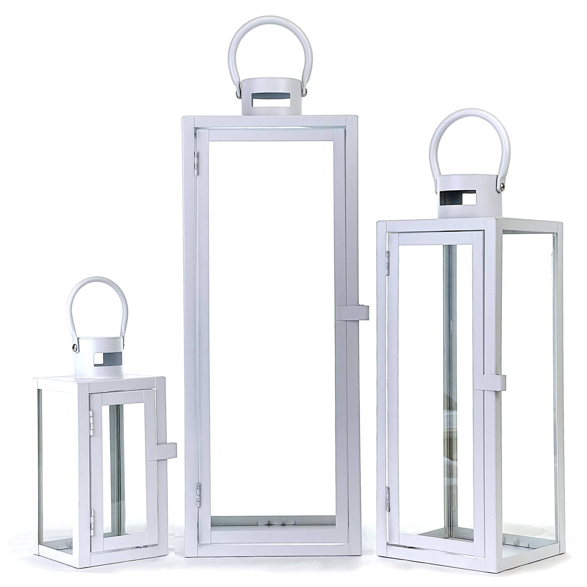 3-Pc Set Jumbo Indoor/Outdoor Candle Lantern Set with Tempered Glass O100