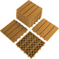 9PCS Aluminum Interlocking Deck Patio Tiles, 12” x 12” Wood Acacia B433