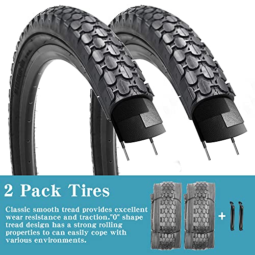 2 Pack 26" x 2.125" Beach Cruiser Bike Tires Black Wall/White Side Wall B178568