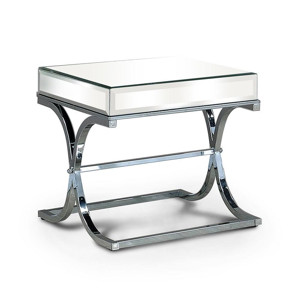 Chrome Metal Square End Table Z37304