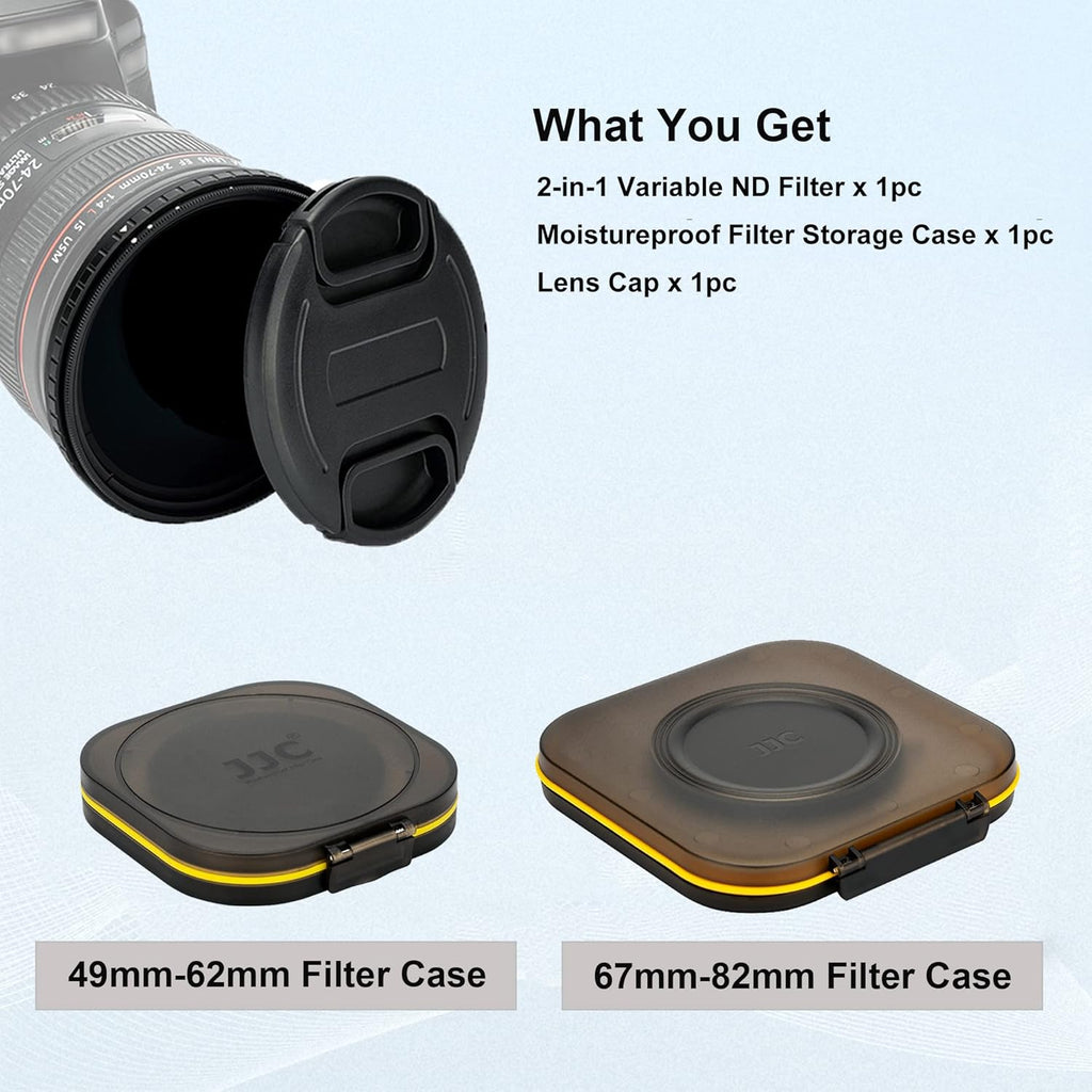 82mm Variable ND Filter & CPL Polarizer Filter with Storage Case and Lens Cap Z9758