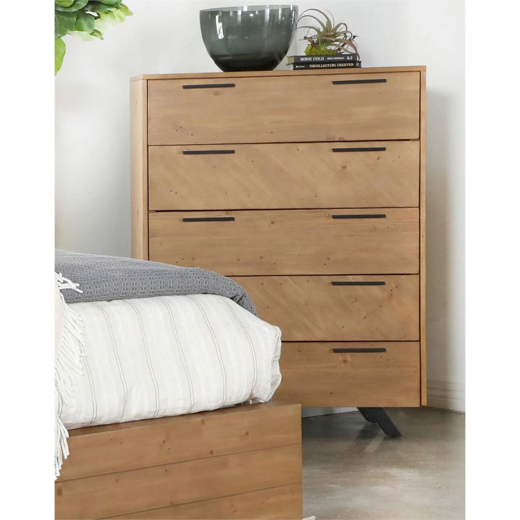 Light Honey Brown 5-drawer Rectangular Chest I192