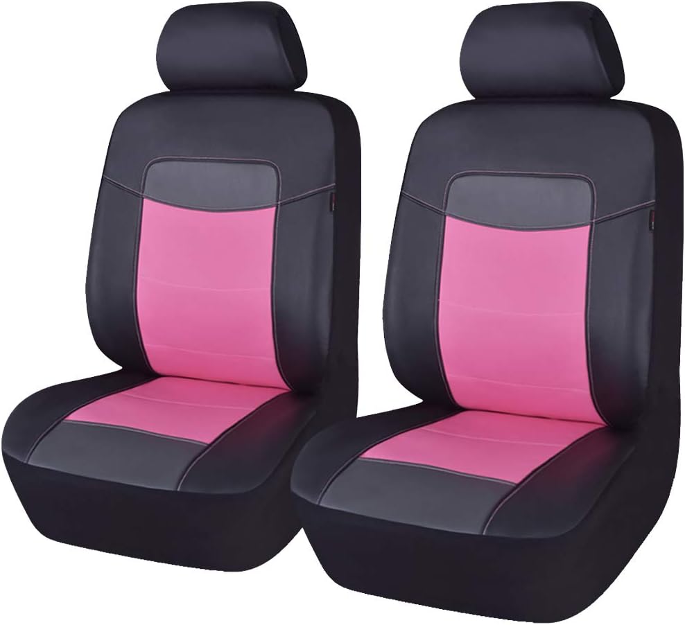 Black Leather Car Seat Covers Full Set Pack of 2 M823304