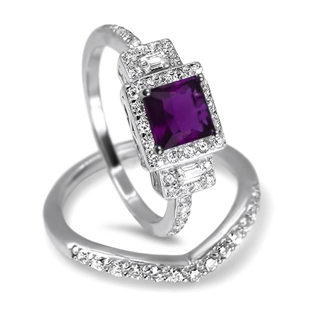 Amethyst Purple CZ Ring Set Size 6 L6789