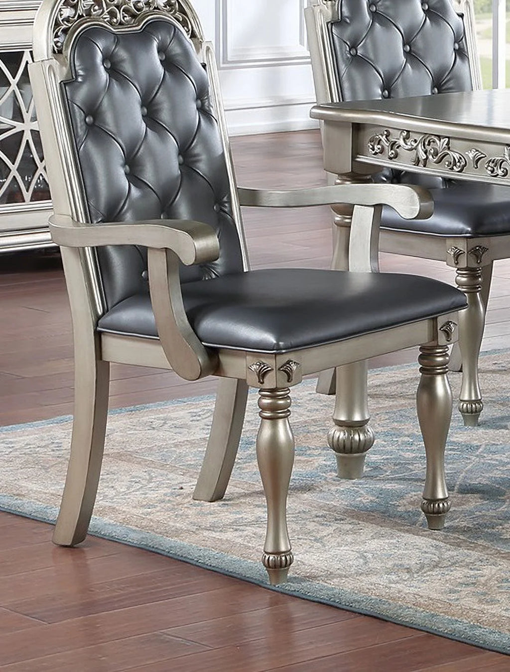 Set of 2 Grey Upholstered Dining Chairs I3549