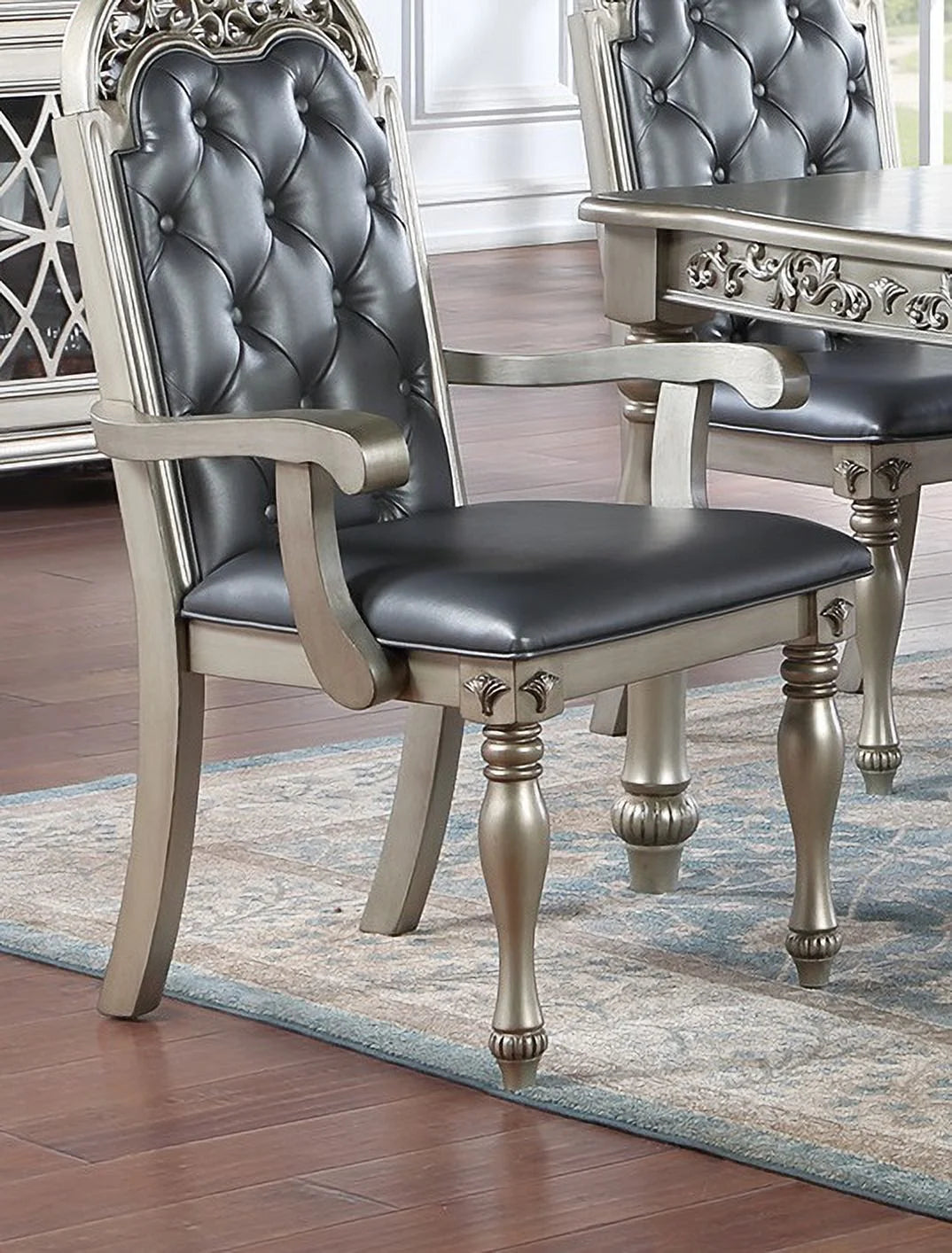 Set of 2 Grey Upholstered Dining Chairs I3549