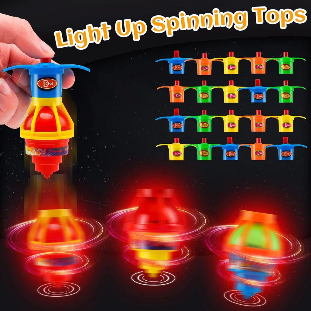 20 Pack UFO Spinning Tops with LED Light Up Flashing Toys Z460566