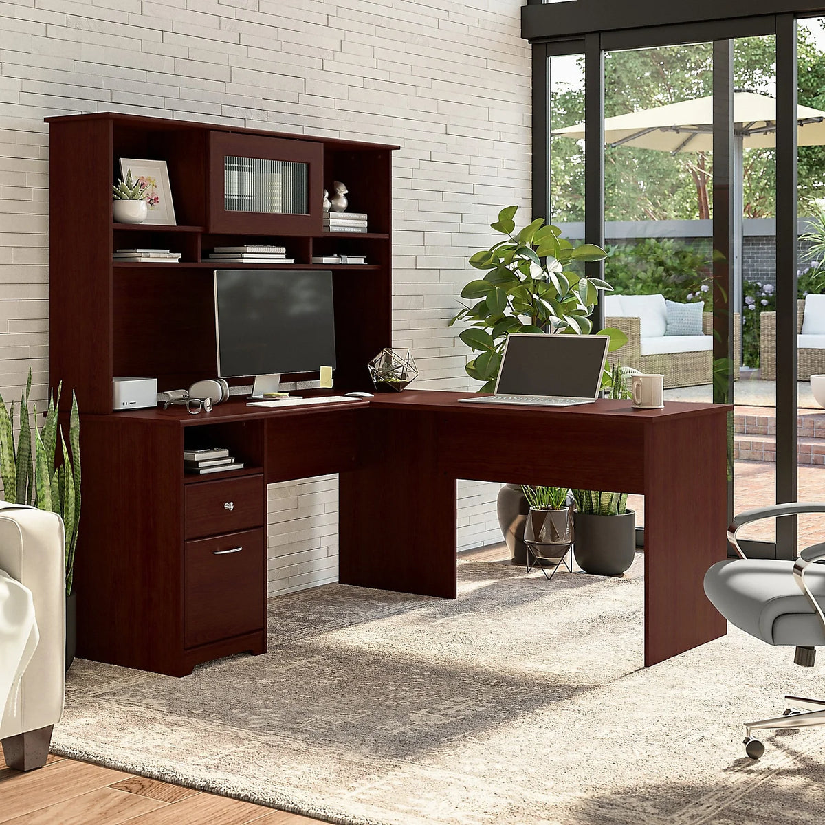 Engineered Wood Desk Return in Harvest Cherry B5272