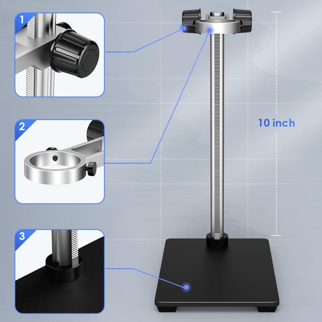 Microscope Base Stand Universal Holder Desktop Support Bracket for Max 1.4 Diameter USB LCD Digital Microscope Magnifier Camera, Aluminum Alloy I3642