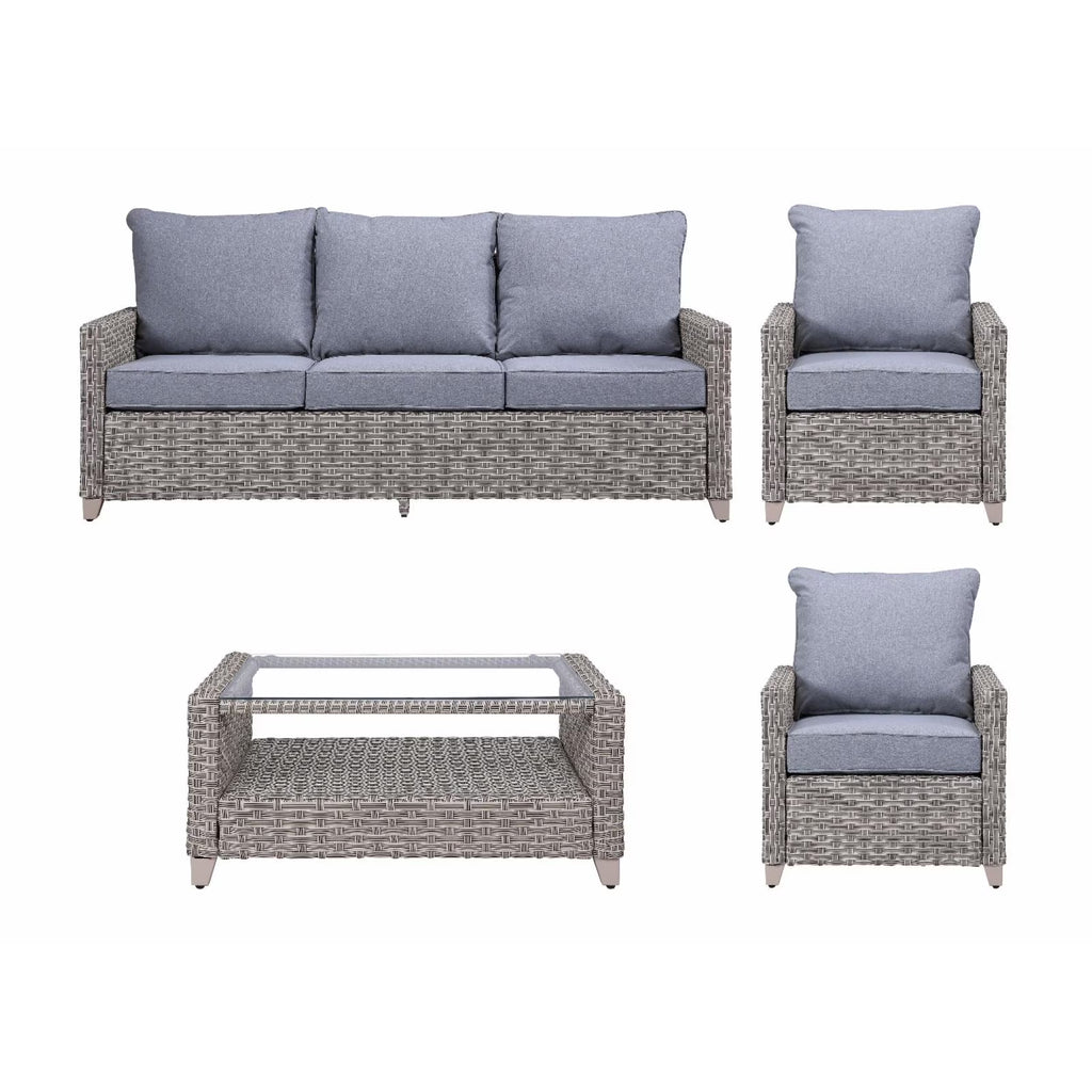 Gray Fabric Patio Sofa Set A683003