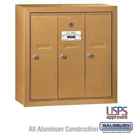 Vertical Mailbox - 3 Doors - Sandstone - Surface Mounted M6856