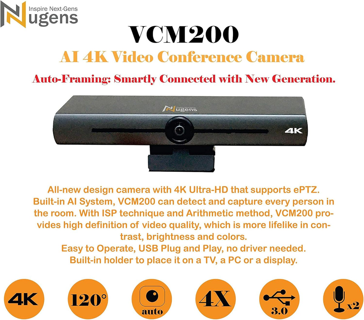 AI 4K Auto-Framing Video Conference Camera X487669