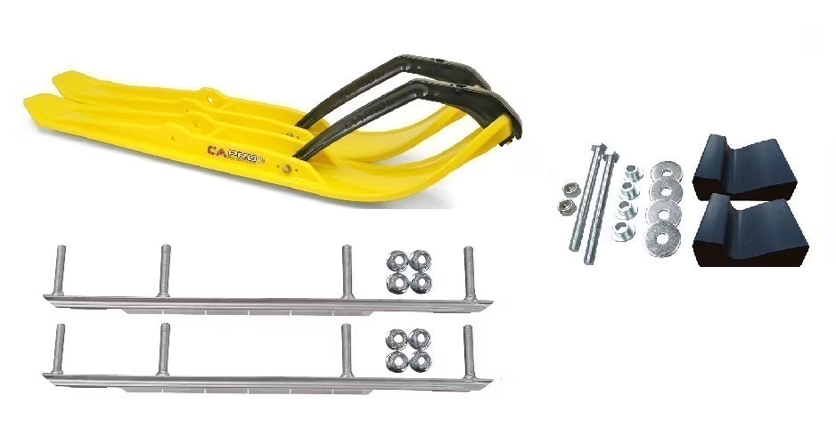Yellow XPT Snowmobile Skis with 9" Shaper Bars Complete Kit F31152