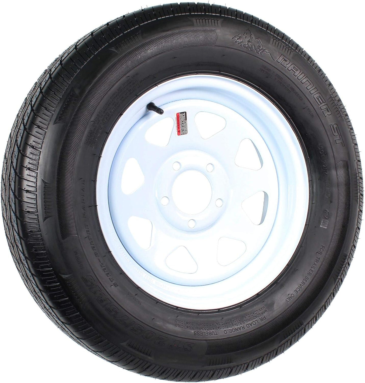Radial Trailer Tire and Rim ST205/75R15 LRD 15X5 5-4.5 White Spoke Wheel M538627