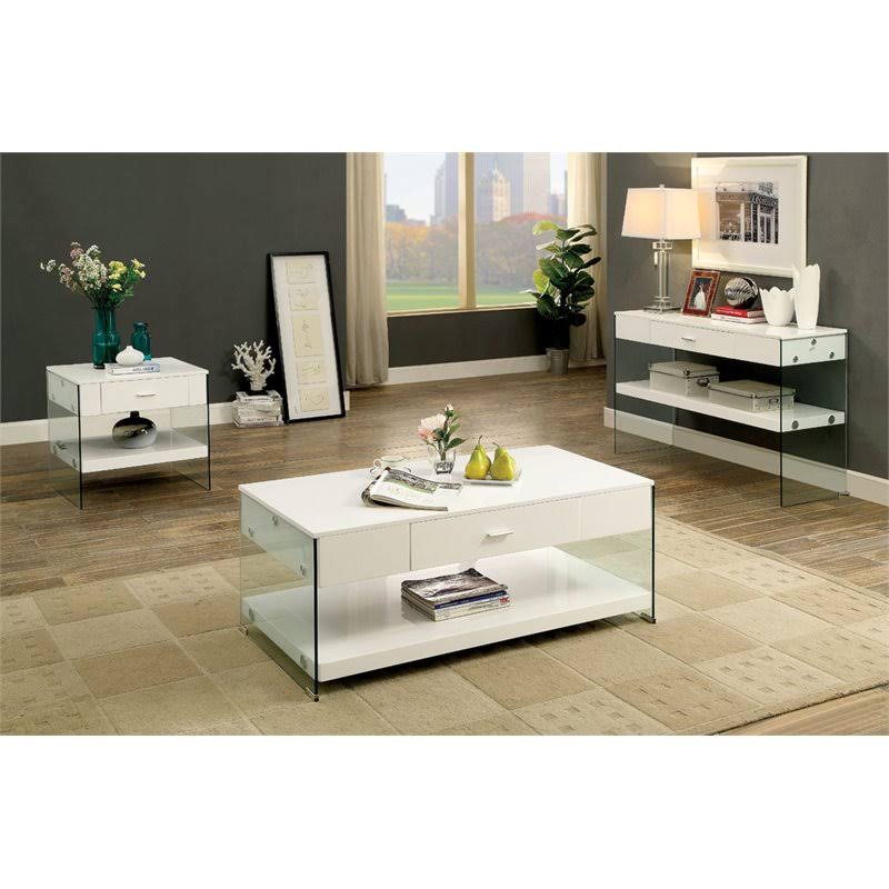 White Storage Console Table Z848