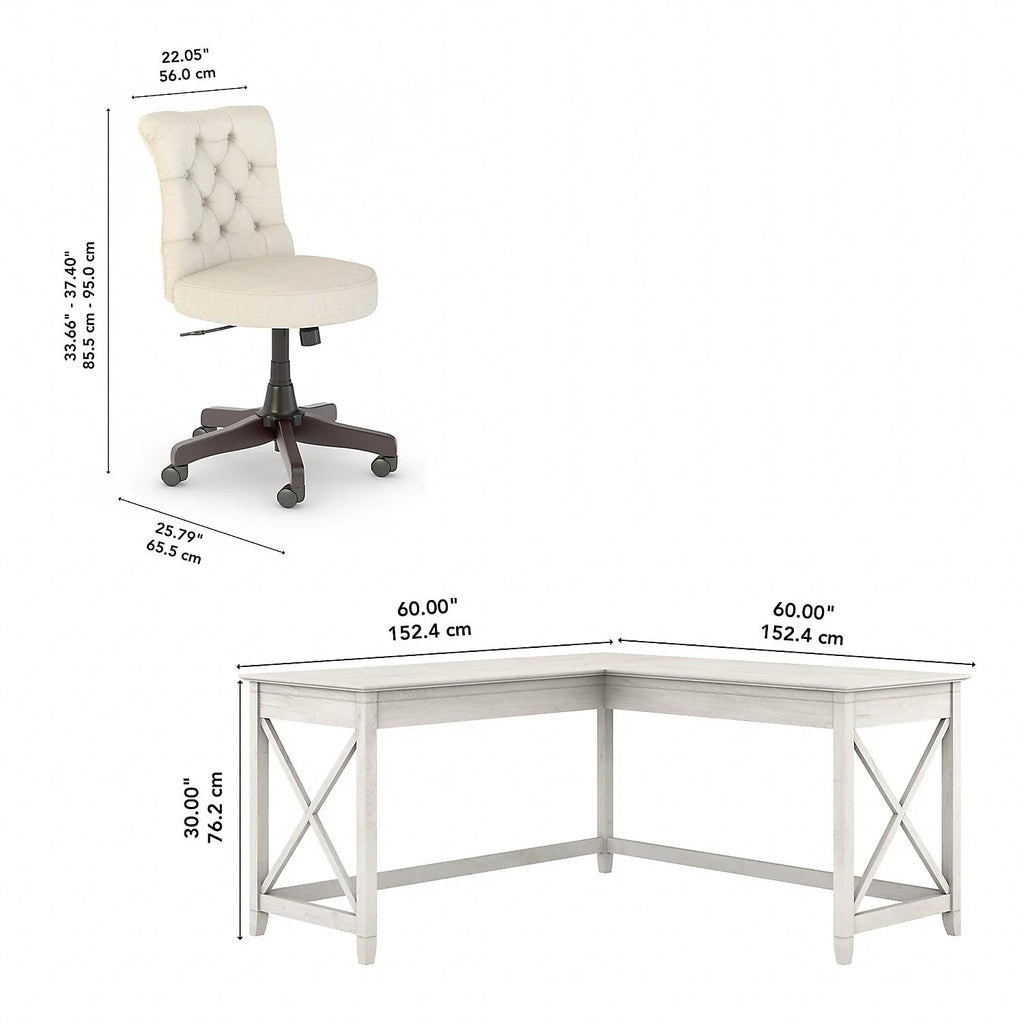 White Oak L-Shaped Desk and Chair Set G67214