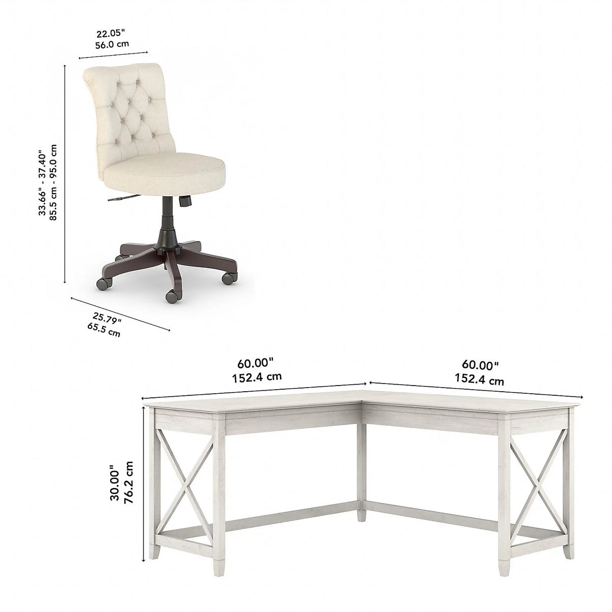 White Oak L-Shaped Desk and Chair Set G67214