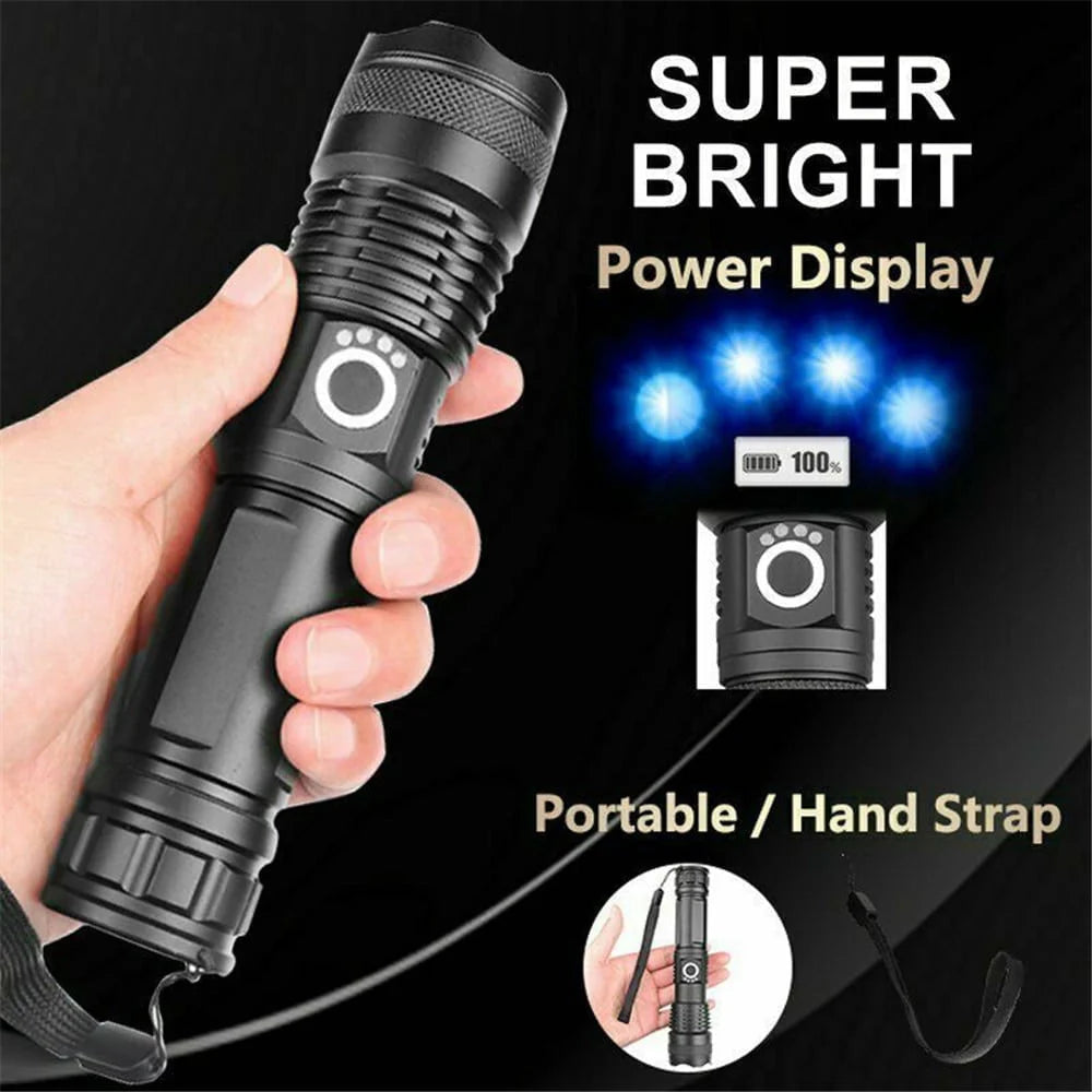 100000 High Lumens Usb Rechargeable Waterproof Flashlight K785