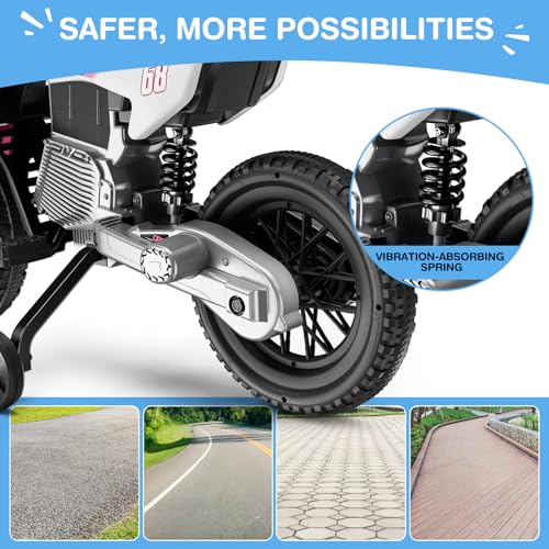 12V Kids Motorcycle with Training Wheels W74164