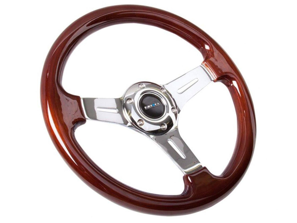 Chrome 3 Spoke 330mm Wood Grain Steering Wheel A37692