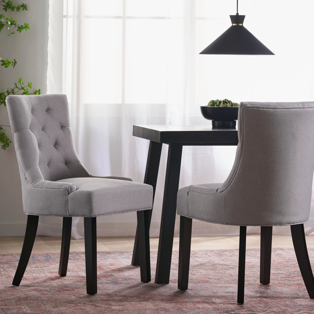 Light Grey Fabric Dining Chair Set of 2 F9993