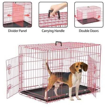 Large Foldable Double-Door Metal Wire Dog Crate Z834272