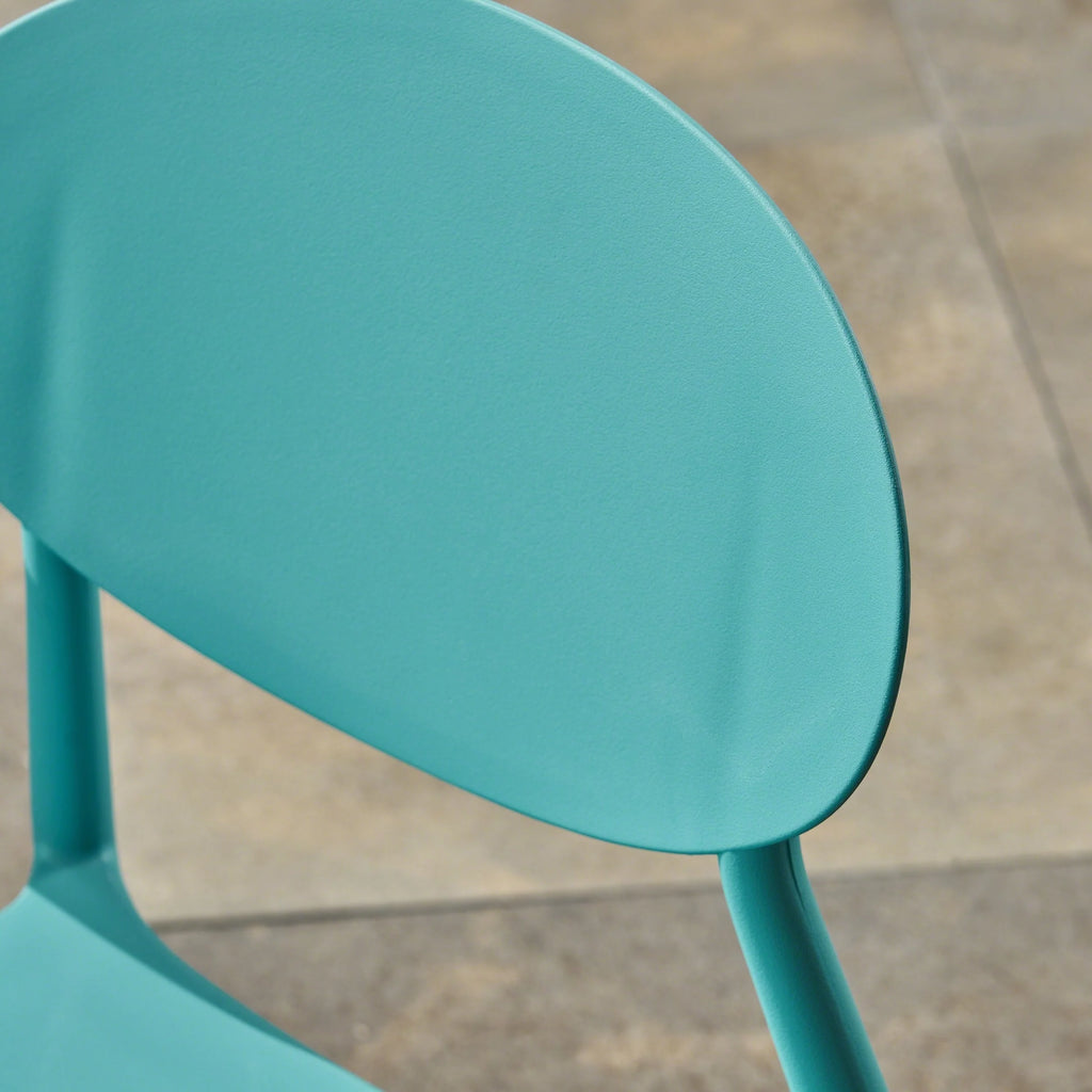 Teal Plastic Stacking Dining Chairs Set of 4 L58333