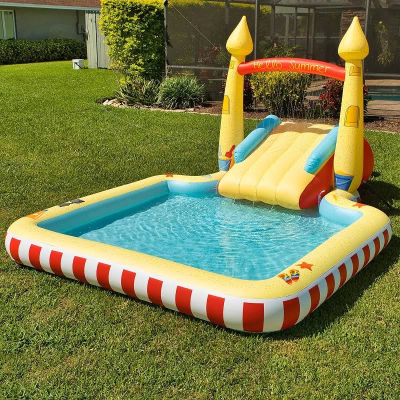Inflatable Pool with Sprinkler Arch Over 5 ft Tall K414415