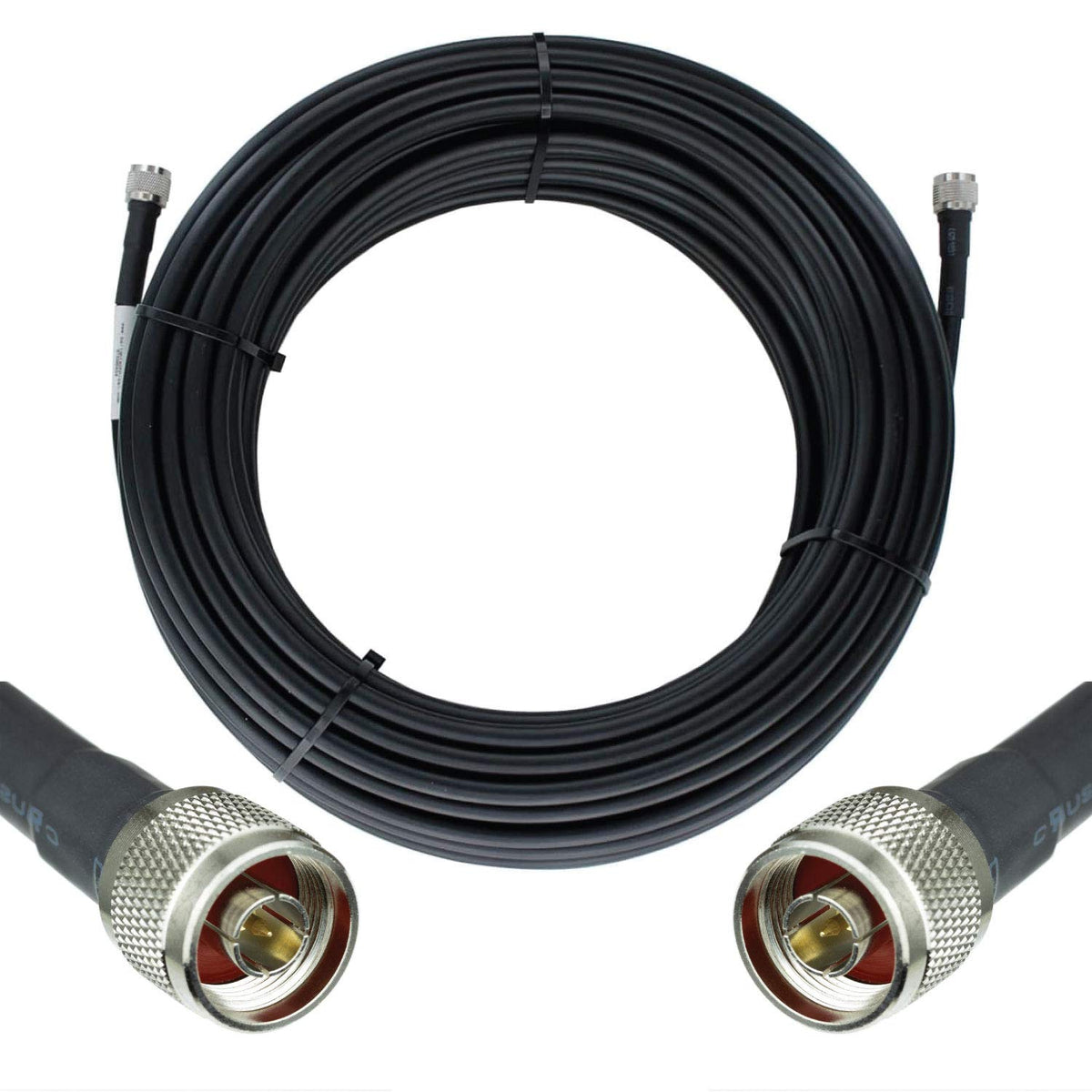 Heavy Duty Ultra Low Loss 50ohm Coaxial Cable 100ft Black N Male to N Male L92425