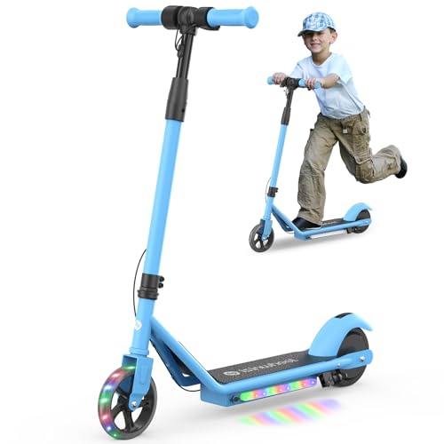 Electric Scooter with Adjustable Speed and Height, Colorful Lights, Double Brake U318083