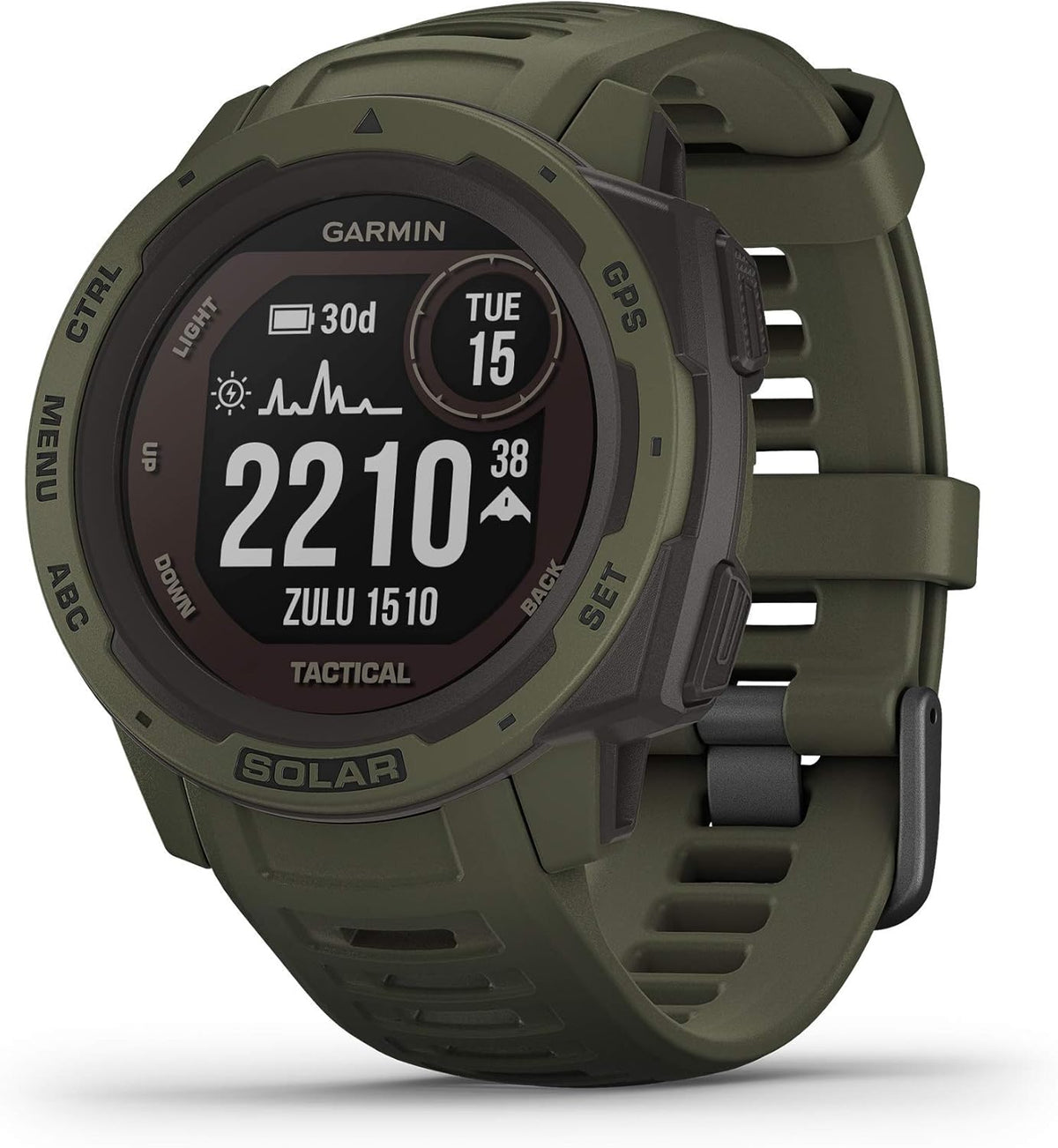 Moss Green Solar-Powered Rugged Outdoor Smartwatch W622882
