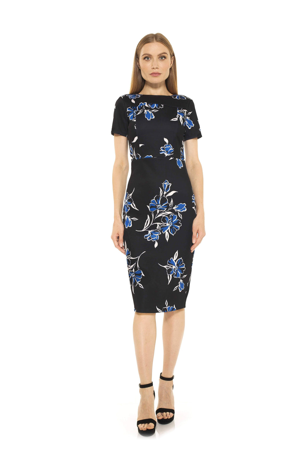 Black Midi Sheath Dress W591358
