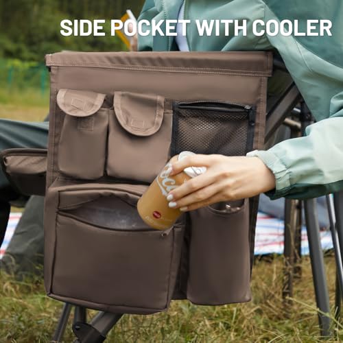 Oversized Folding Camping Chair High Back Heavy Duty with Cup Holder Side Pocket Cooler Bag C5894