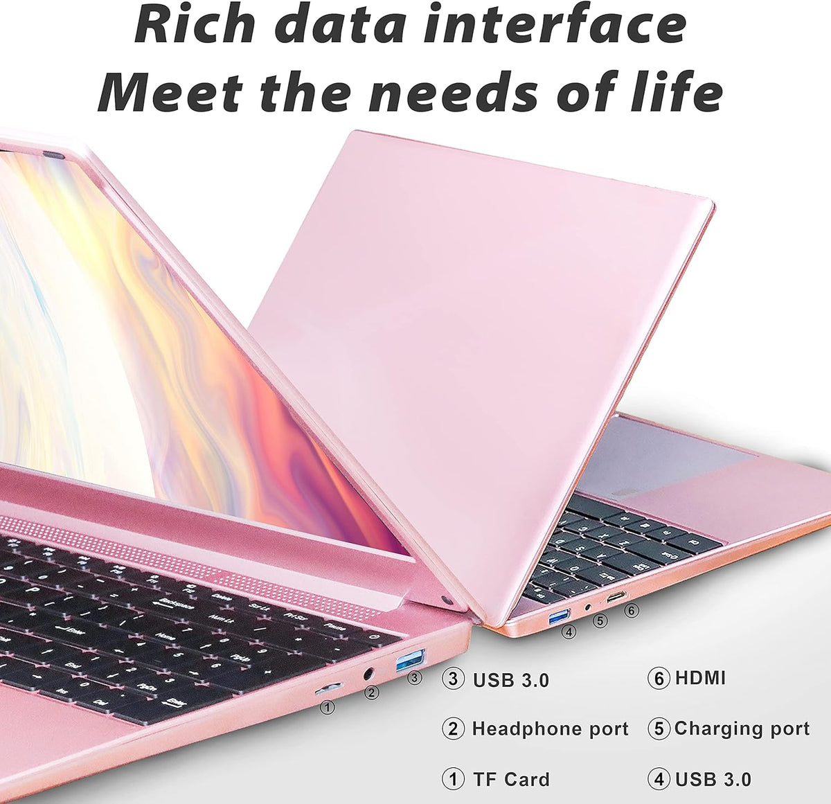 15.6 Inch FHD Luminous Keyboard Laptop 12G RAM 256GB SSD Rose Gold A86655
