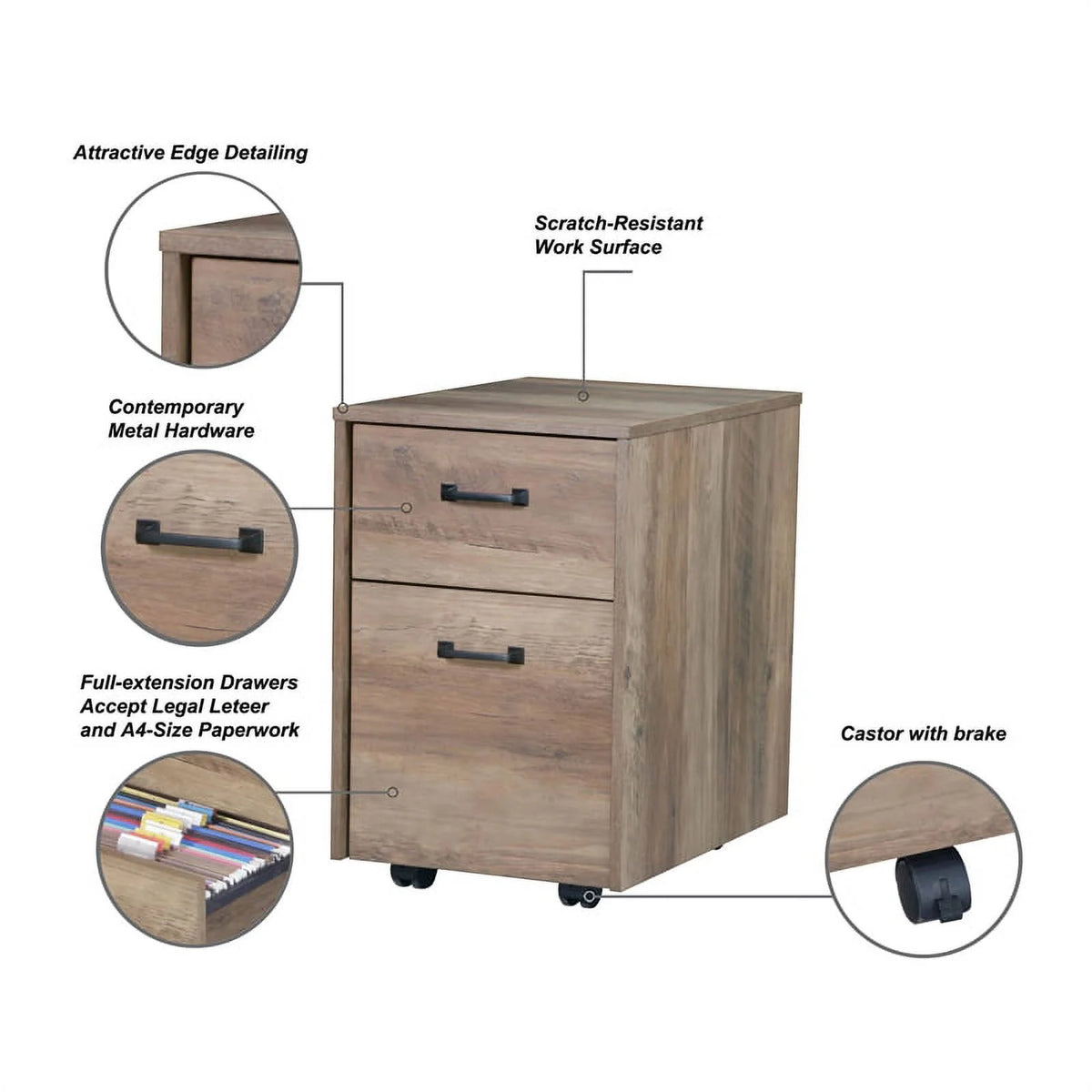 Rustic Oak Finish Mobile File Cabinet I847507