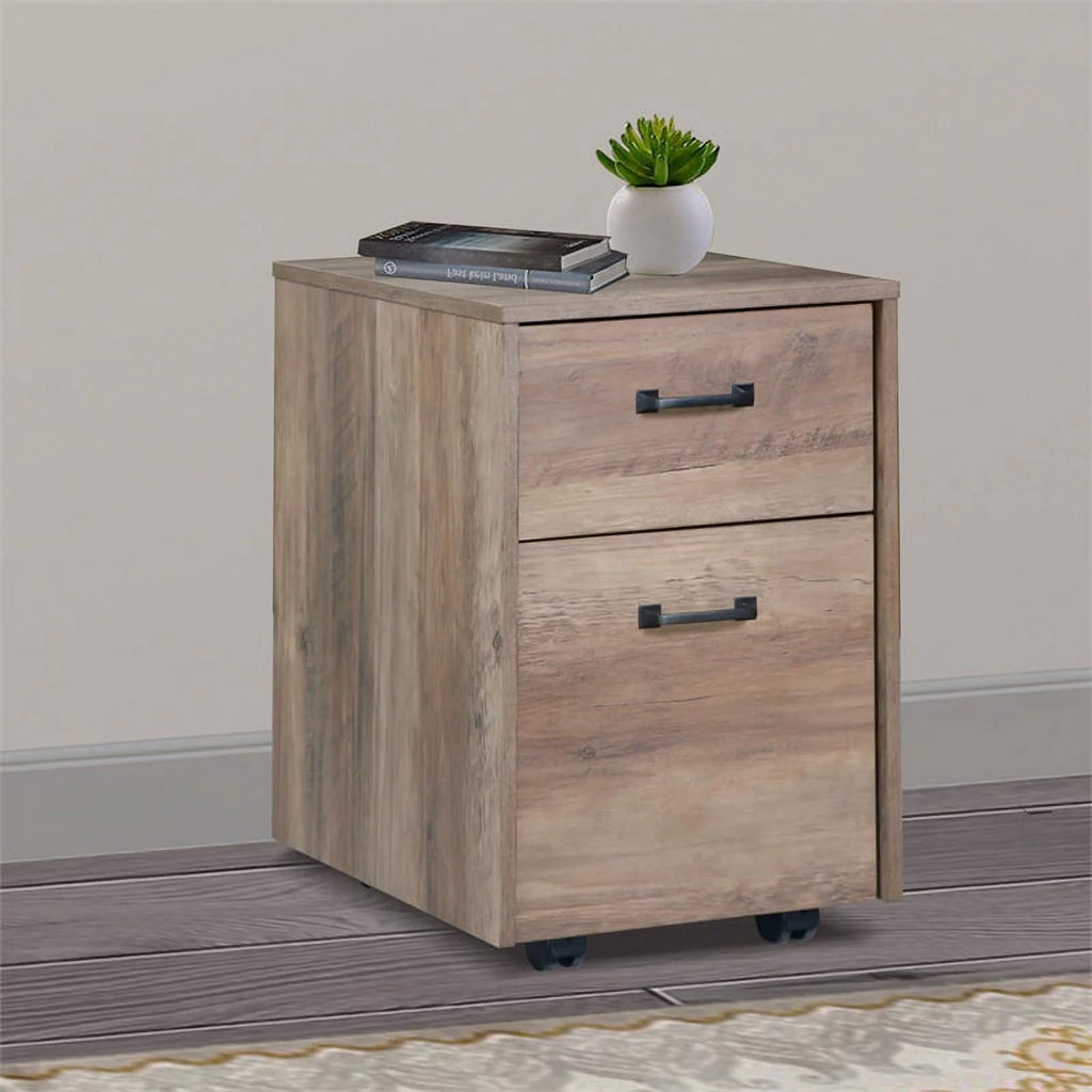 Rustic Oak Finish Mobile File Cabinet I847507