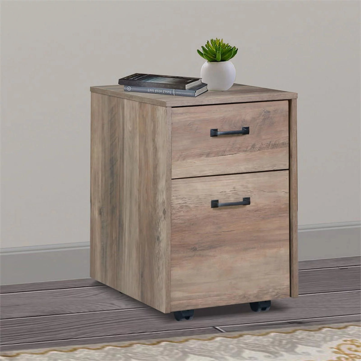 Rustic Oak Finish Mobile File Cabinet I847507