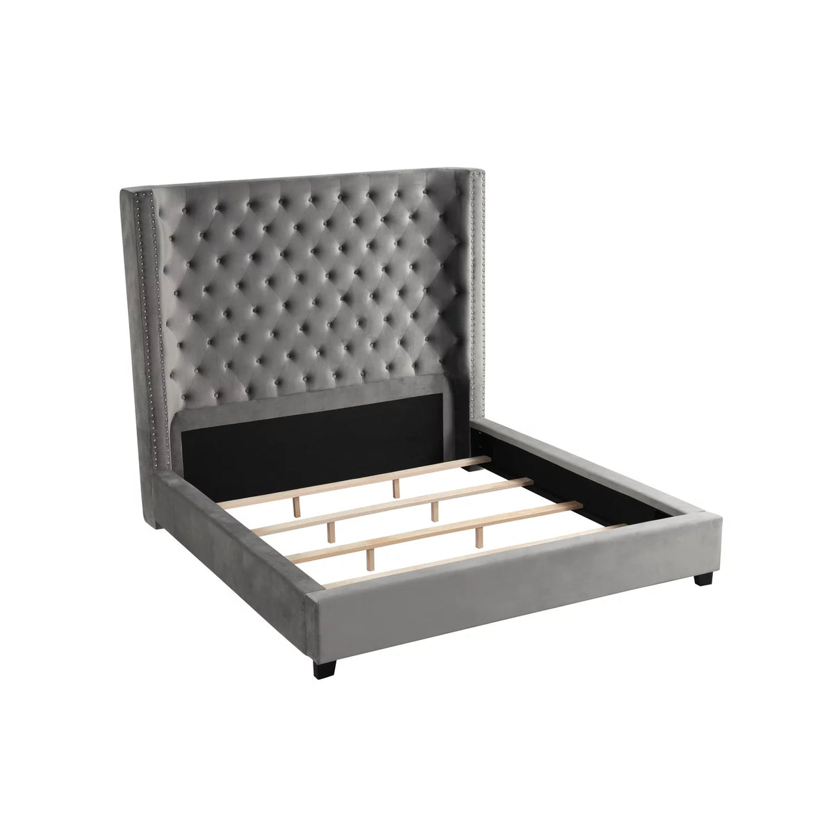 Velvet Upholstered Queen Platform Bed W11994