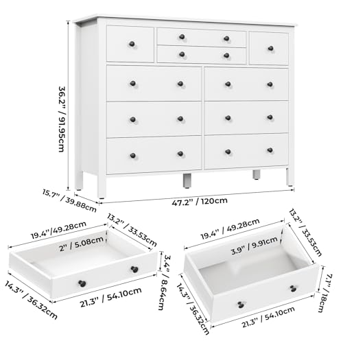 Black 10 Drawer Wood Dresser C8814