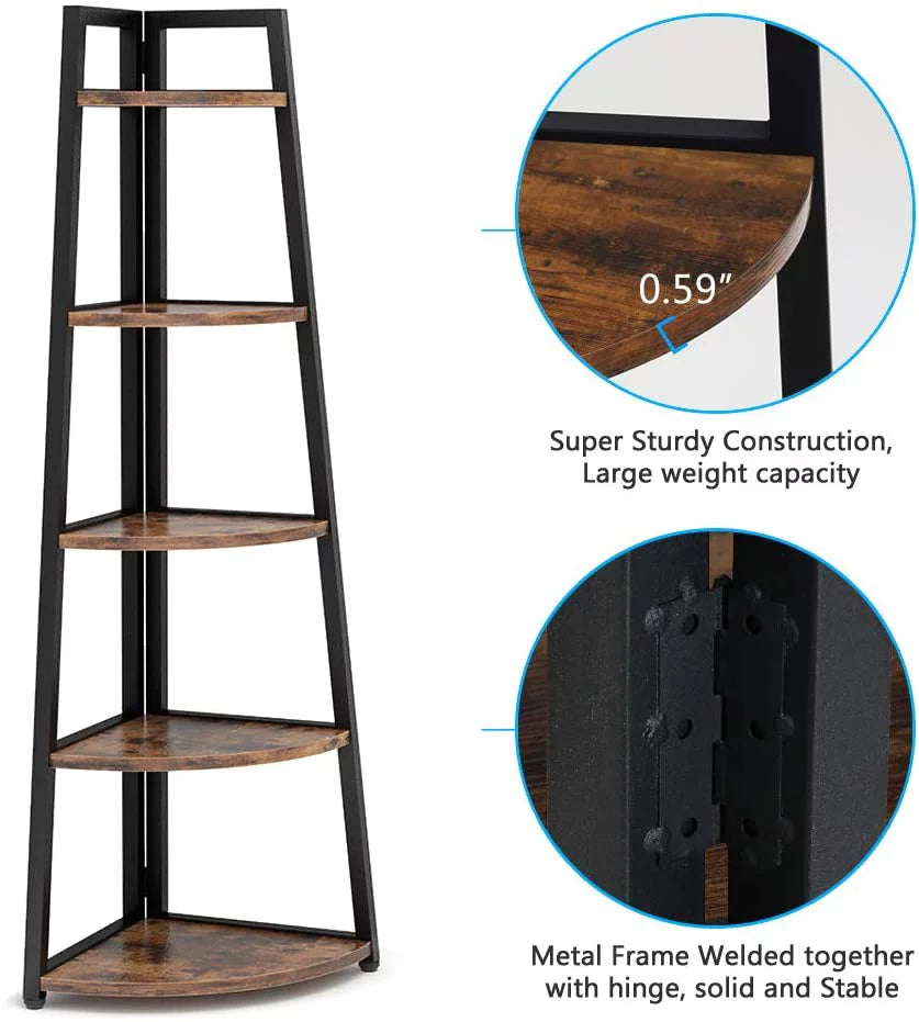 70 inch 5 Tier Corner Bookshelf E325040