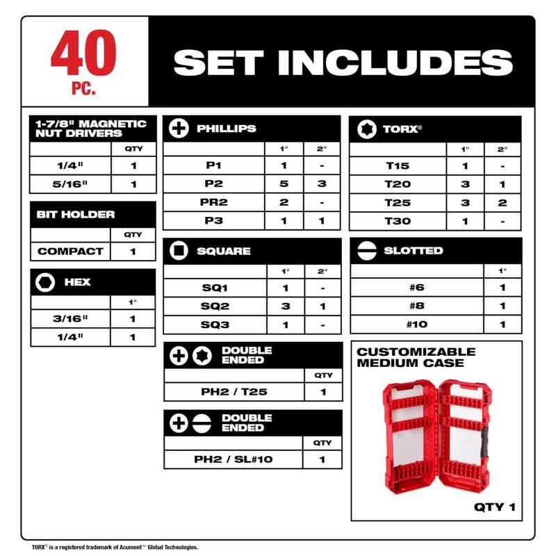 Alloy Steel Screw Driver Drill Bit Set 40-Piece F2891