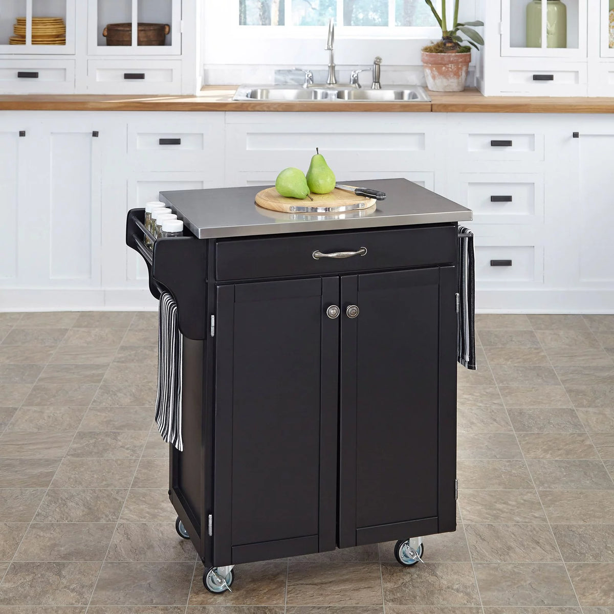 Off White Wood Kitchen Cart W574