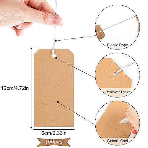 100pcs White Hang Paper Tags with String Attached T68418